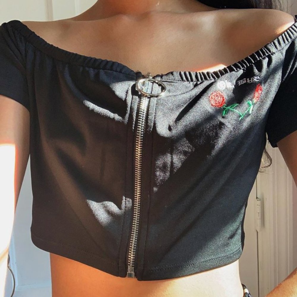 Forever 21 'Ok Bye' Rose Crop Top